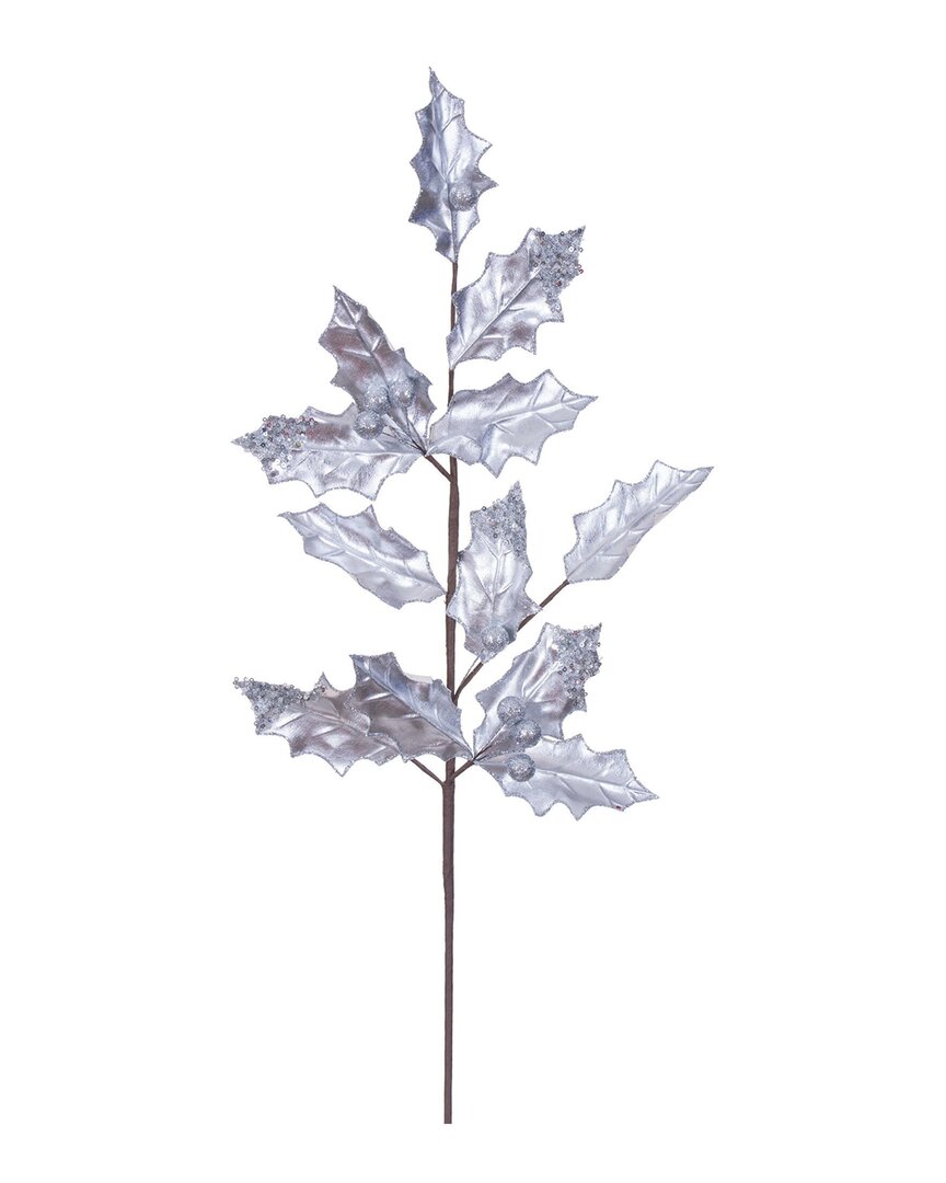 Vickerman 6pc Set 28in Silver Holly Leaf Sprays