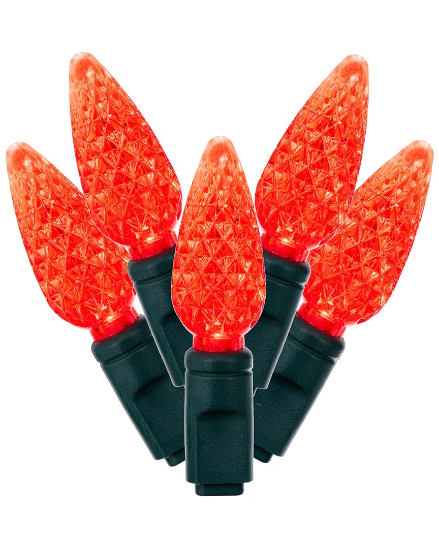 Vickerman 100 Red C6 Led Single Mold Light On Green Wire In Multi