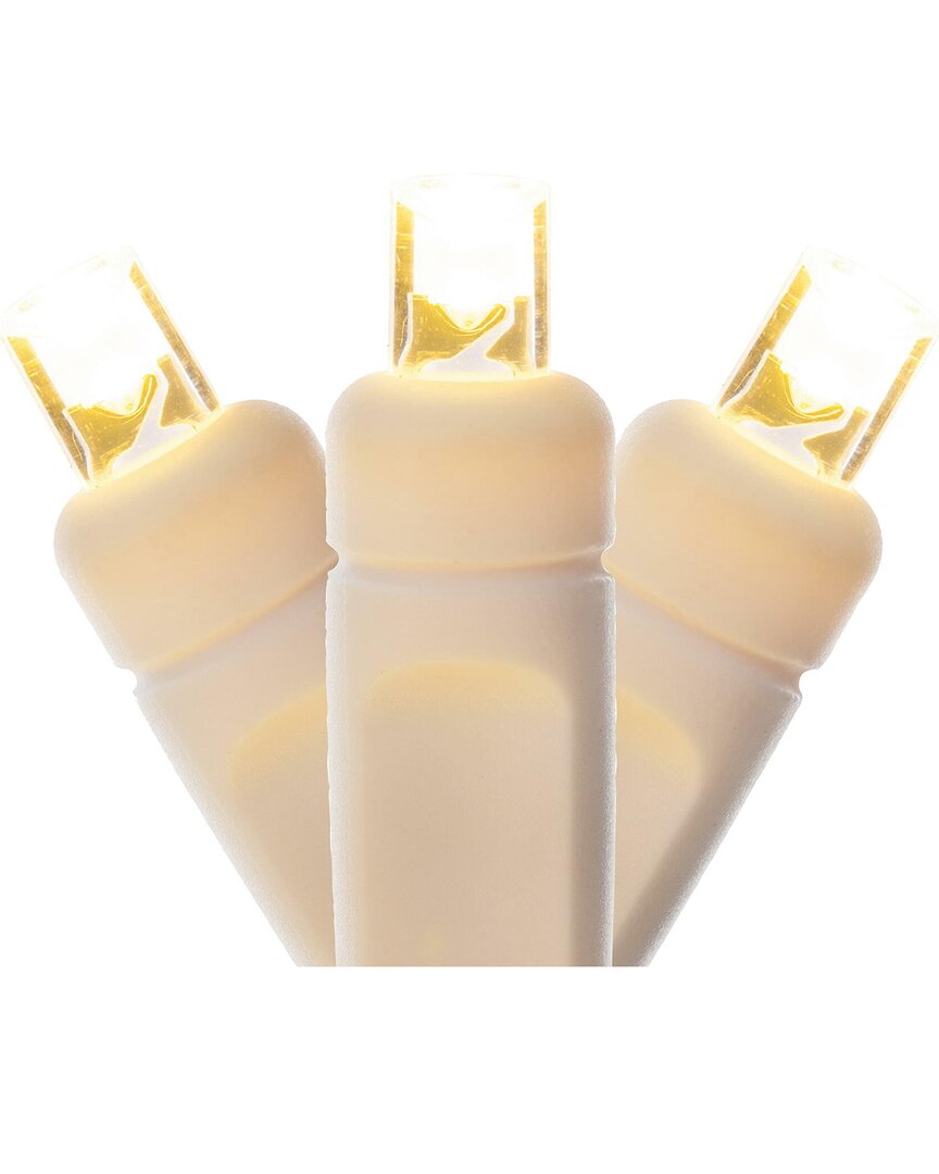 Vickerman 100 Warm White Wide Angle Led Single Mold Light On White Wire In Gold
