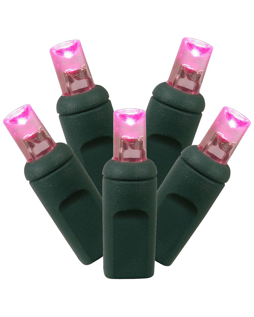 Vickerman 100 Pink Wide Angle Led Light On Green Wire