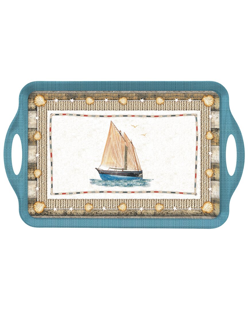 Shop Pimpernel Coastal Breeze Large Handled Tray In Multi