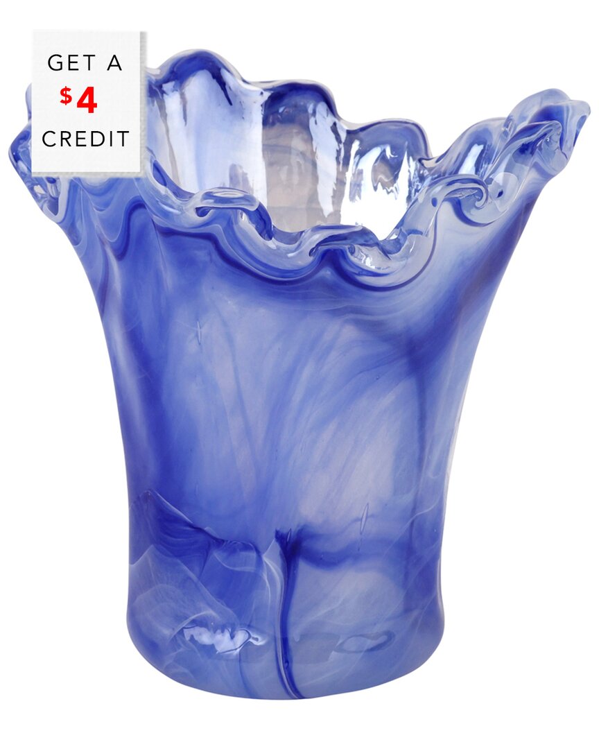 Shop Vietri Onda Glass Cobalt Short Vase With $4 Credit