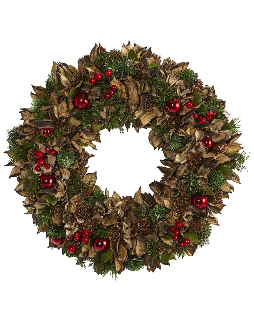 Nearly Natural 15in. Holiday Artificial Wreath In Green