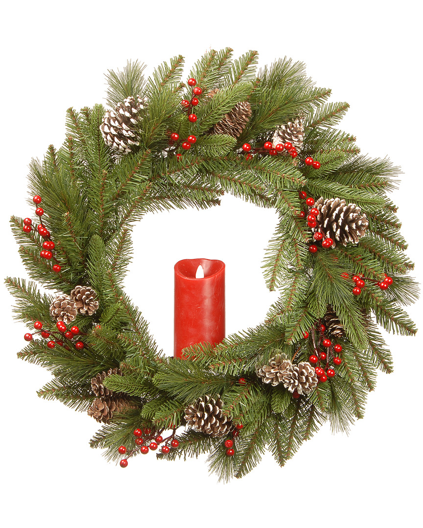 National Tree Company 24in Feel Real Bristle Berry Wreath