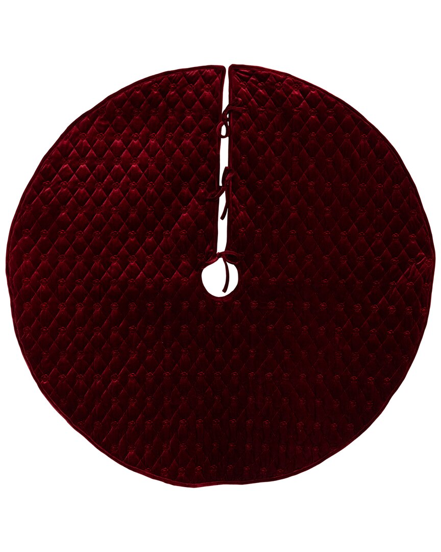 Kurt Adler 48in Quilted Burgundy Velvet Tree Skirt In Red
