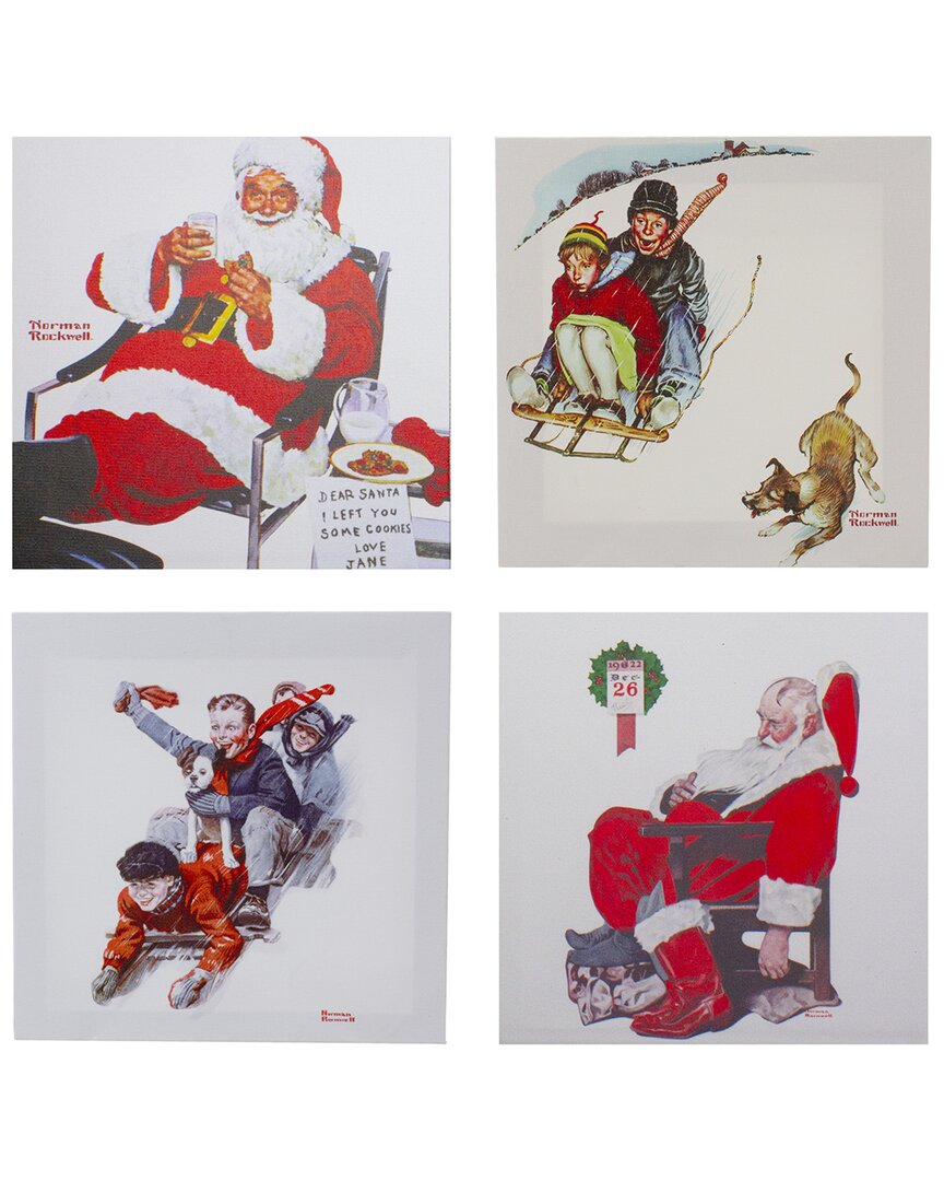 Northern Lights Northlight Set Of 4 Norman Rockwell Classic Christmas Scene Canvas Prints In White