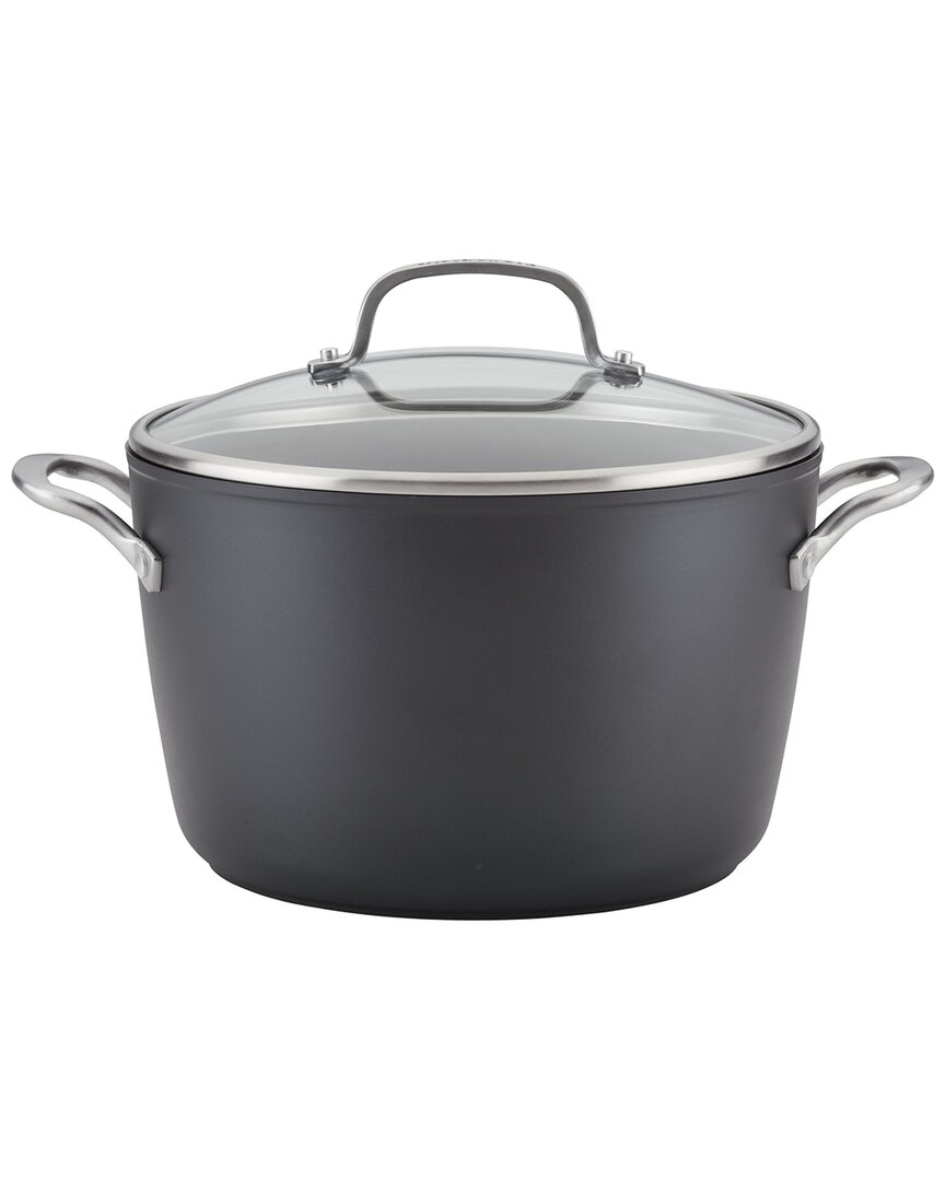 Kitchenaid Hard-anodized Induction Nonstick Stockpot With Lid In Black