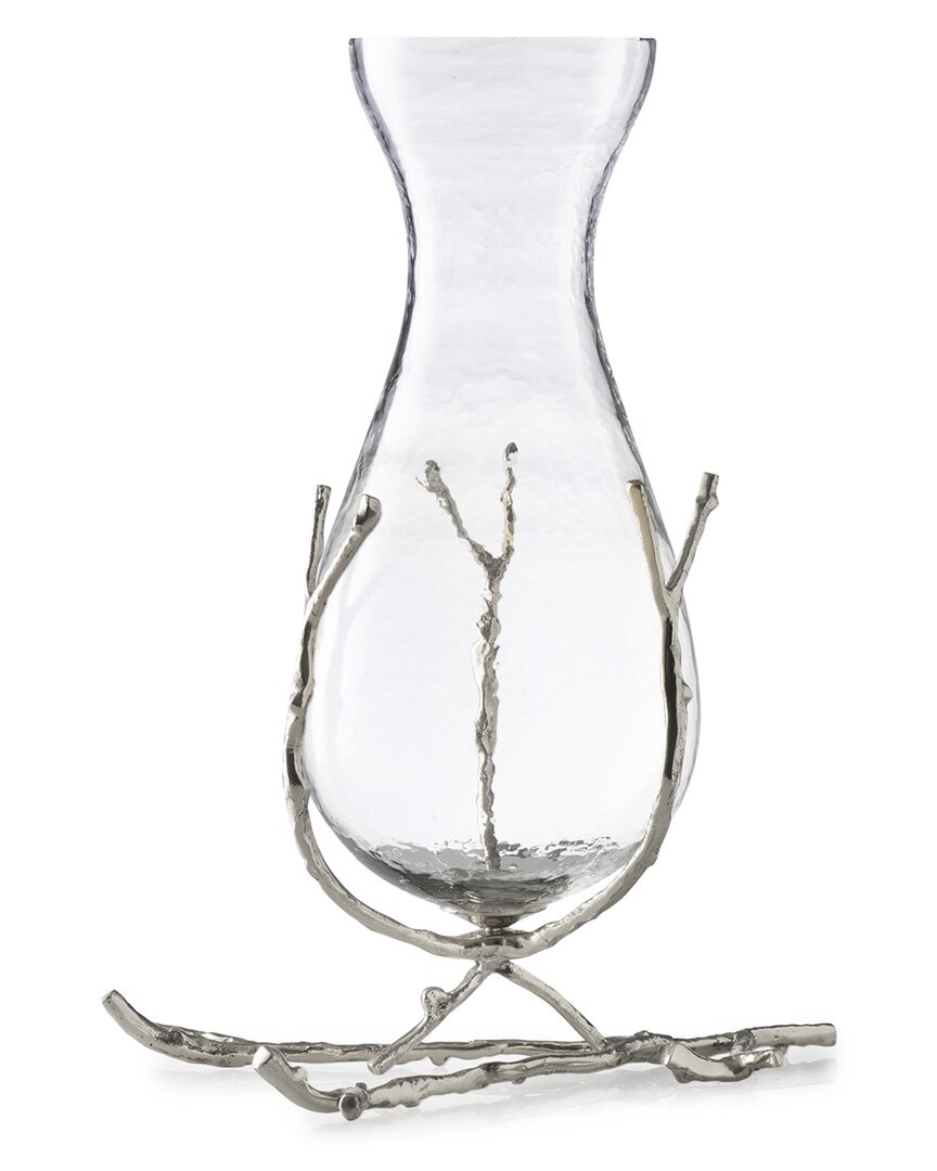 Alice Pazkus Silver Glass Vase With Silver Twig Base