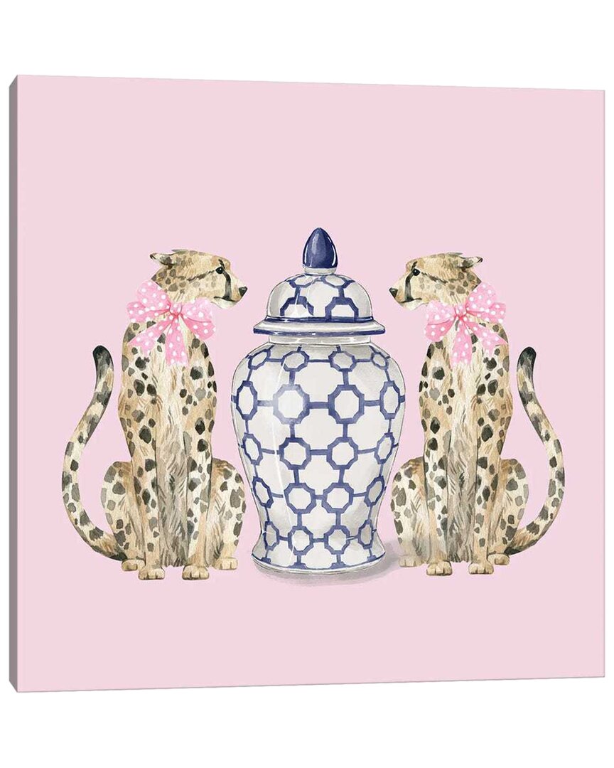 Icanvas Chinoiserie Cheetahs On Pink With Ginger Jar By Green Orchid Boutique Wall Art