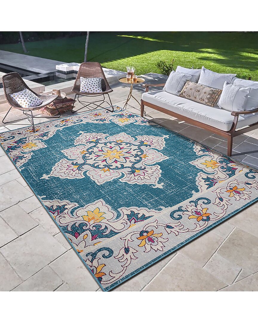 Lr Home Anica Floral Indoor/outdoor Area Rug In Blue