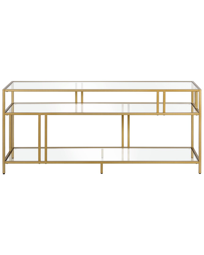 Abraham + Ivy Cortland Tv Stand With Glass Shelves In Gold