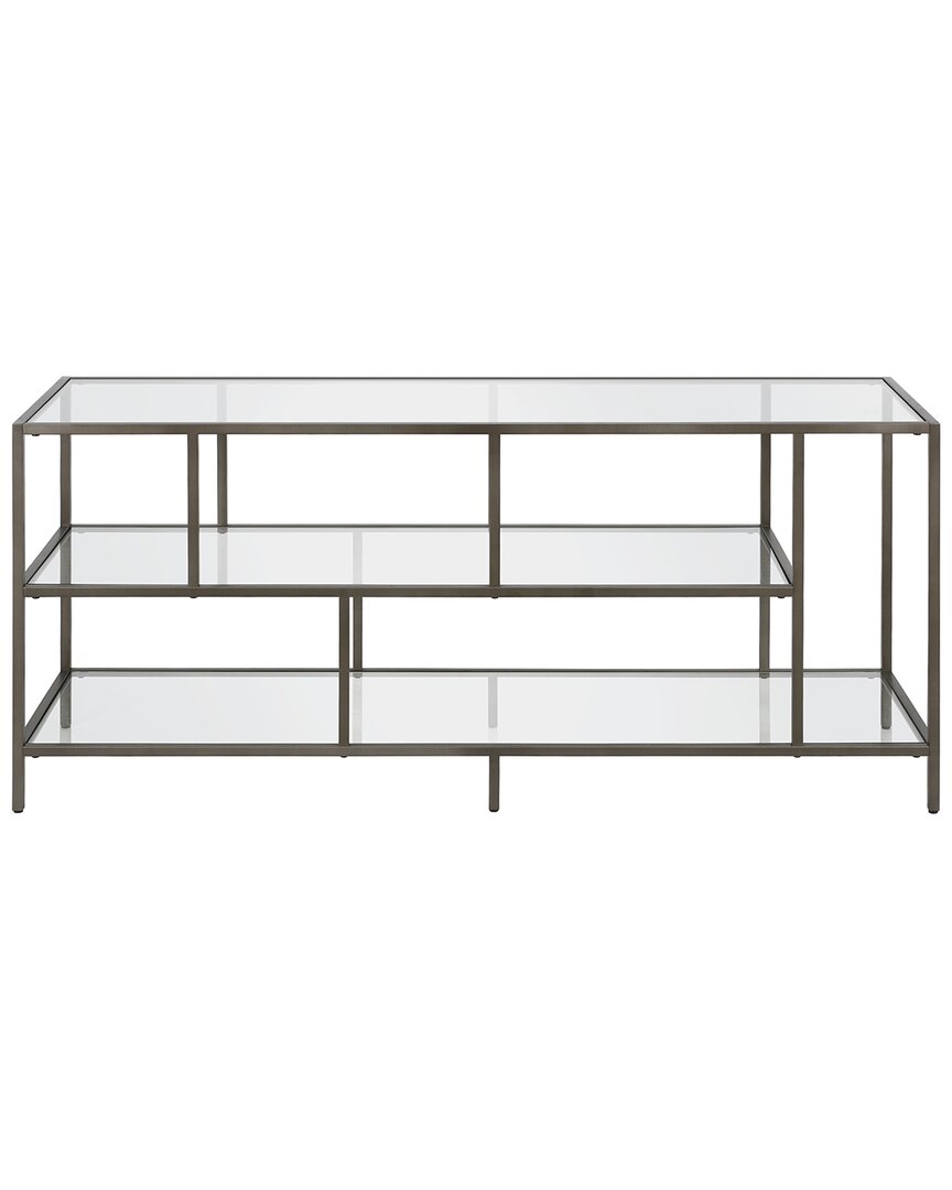 Abraham + Ivy Winthrop 55in Aged Steel Tv Stand With Glass Shelves In Gray