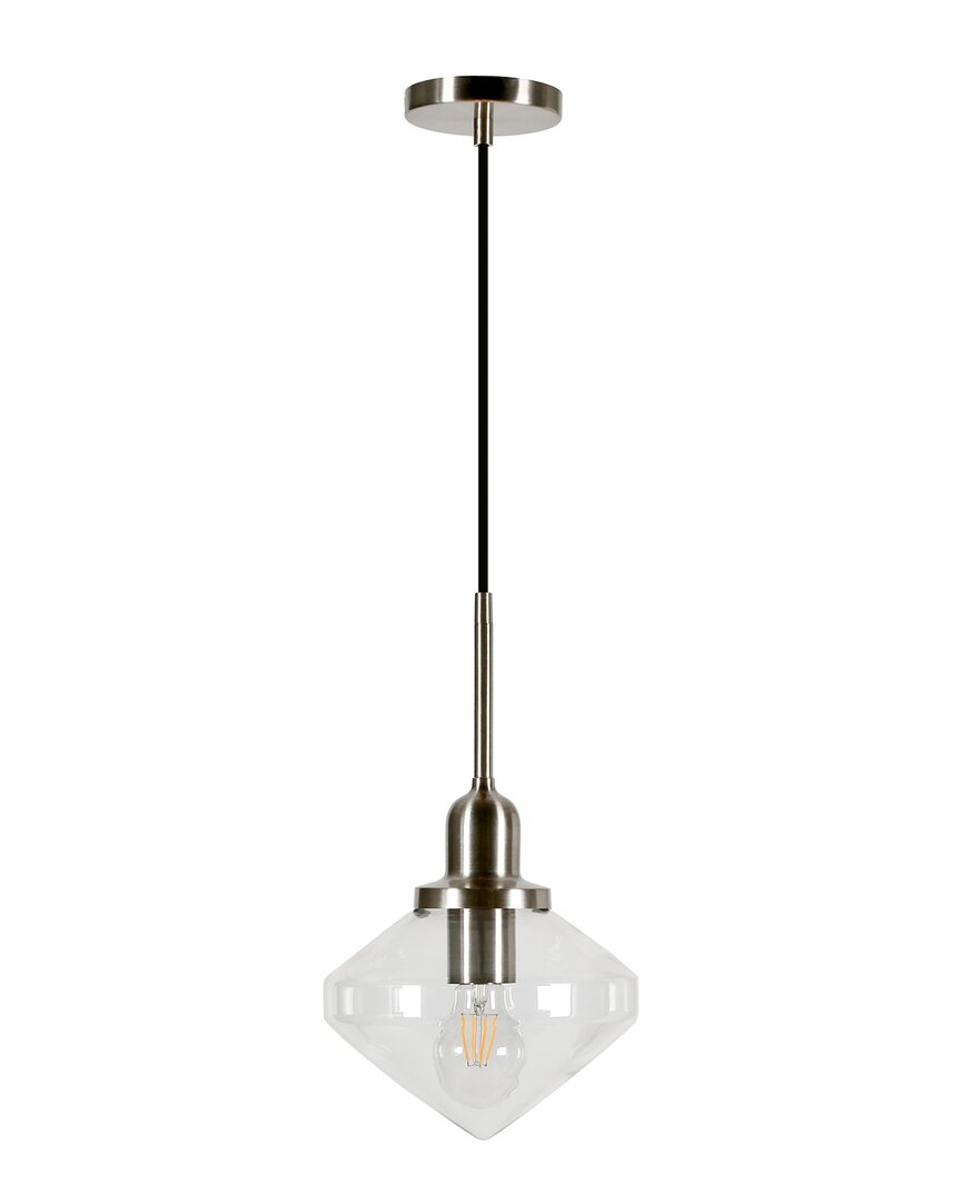 Abraham + Ivy Zariza Brushed Nickel & Clear Glass Pendant