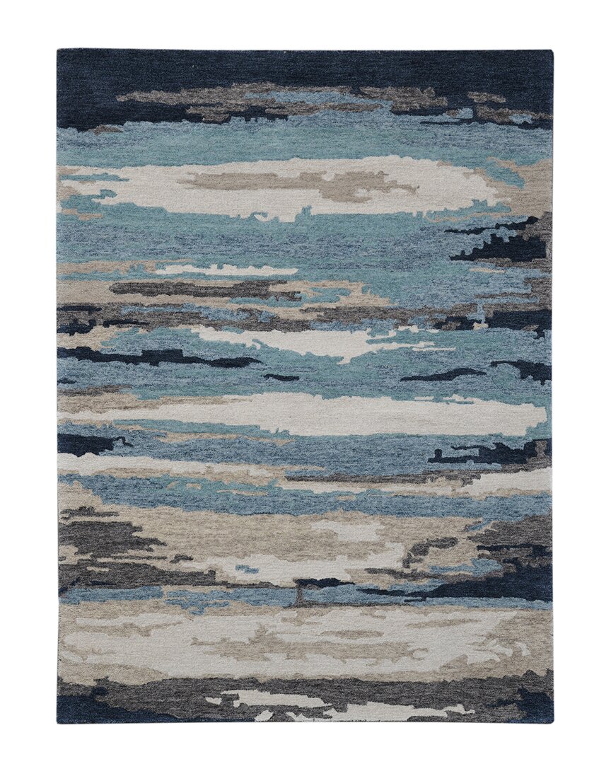 Ar Rugs Abegail Hand-tufted Wool-blend Rug In Navy