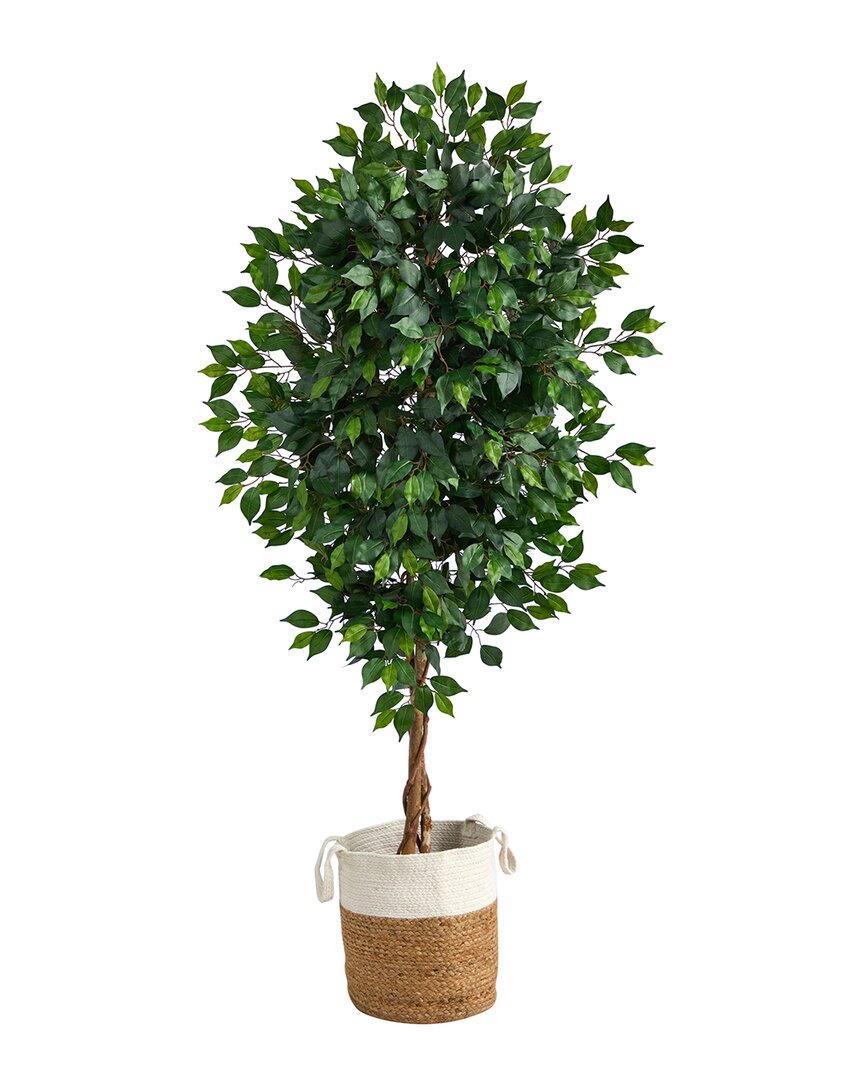 Nearly Natural 6ft Ficus Artificial Tree With Planter In Green