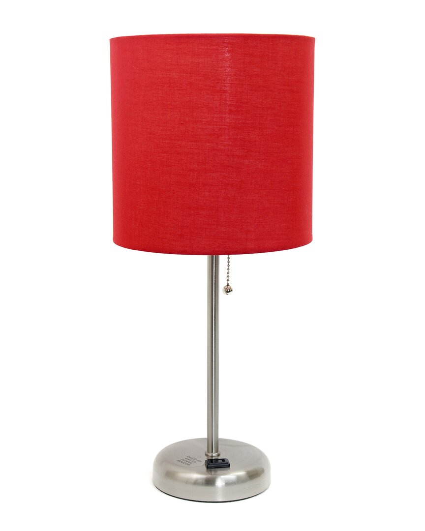 Lalia Home Oslo 19.5in Contemporary Bedside Usb Port Feature Standard Metal Table Desk Lamp In Silver