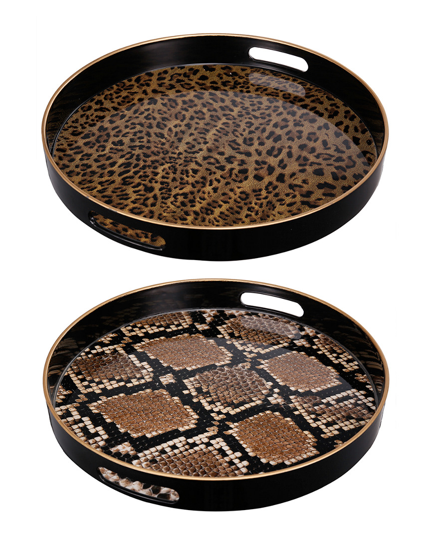 A And B Home Set Of 2 Quinn Round Trays