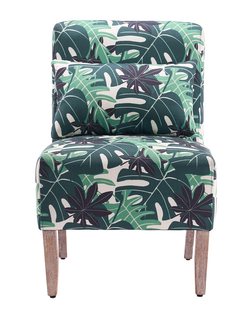 Unikome Floral Leaf Print Accent Chair Armless Lounge Chair With Cushion Pillow