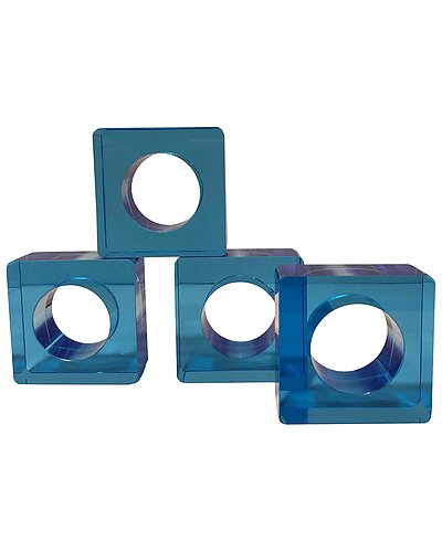 R16_(Set Of 4)Blue Sq Napkin Ring