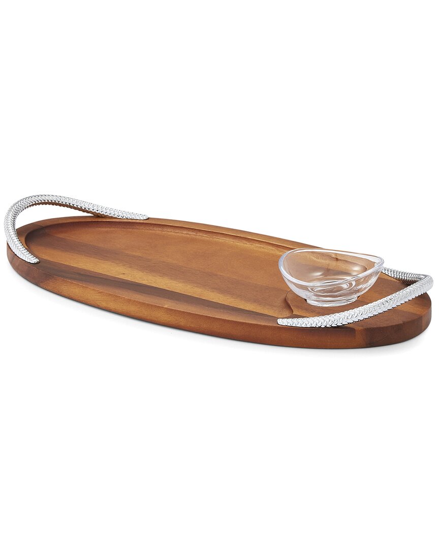 Nambe Nambé Braid Serving Board With Dipping Dish In Brown