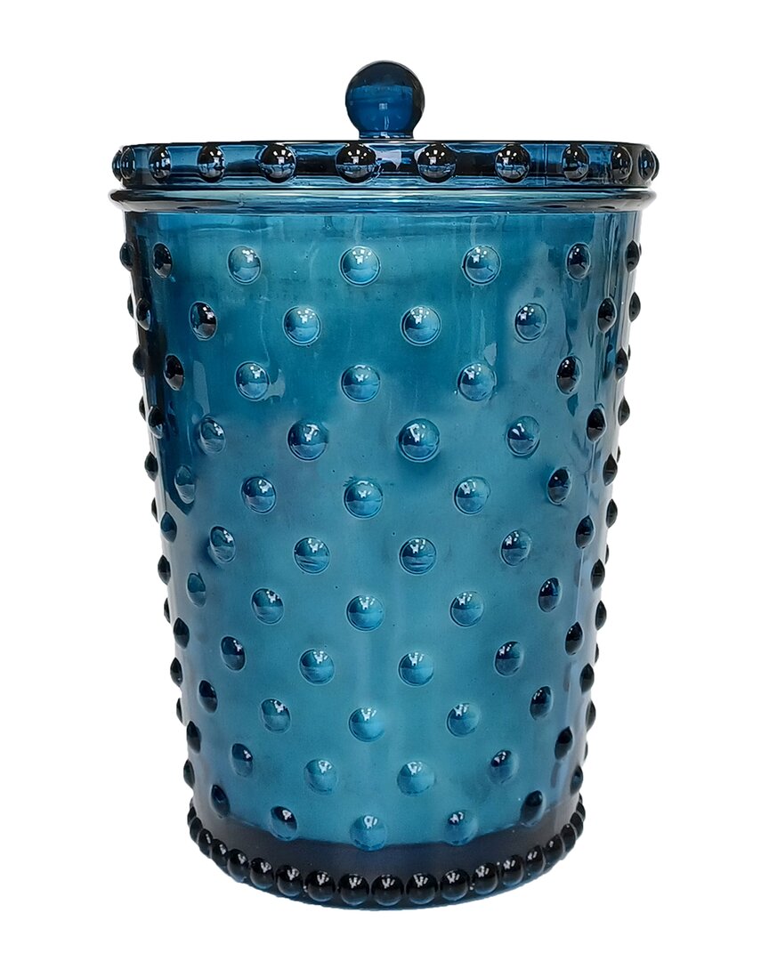 Simpatico Grande Ambergris Hobnail Glass Candle In Blue