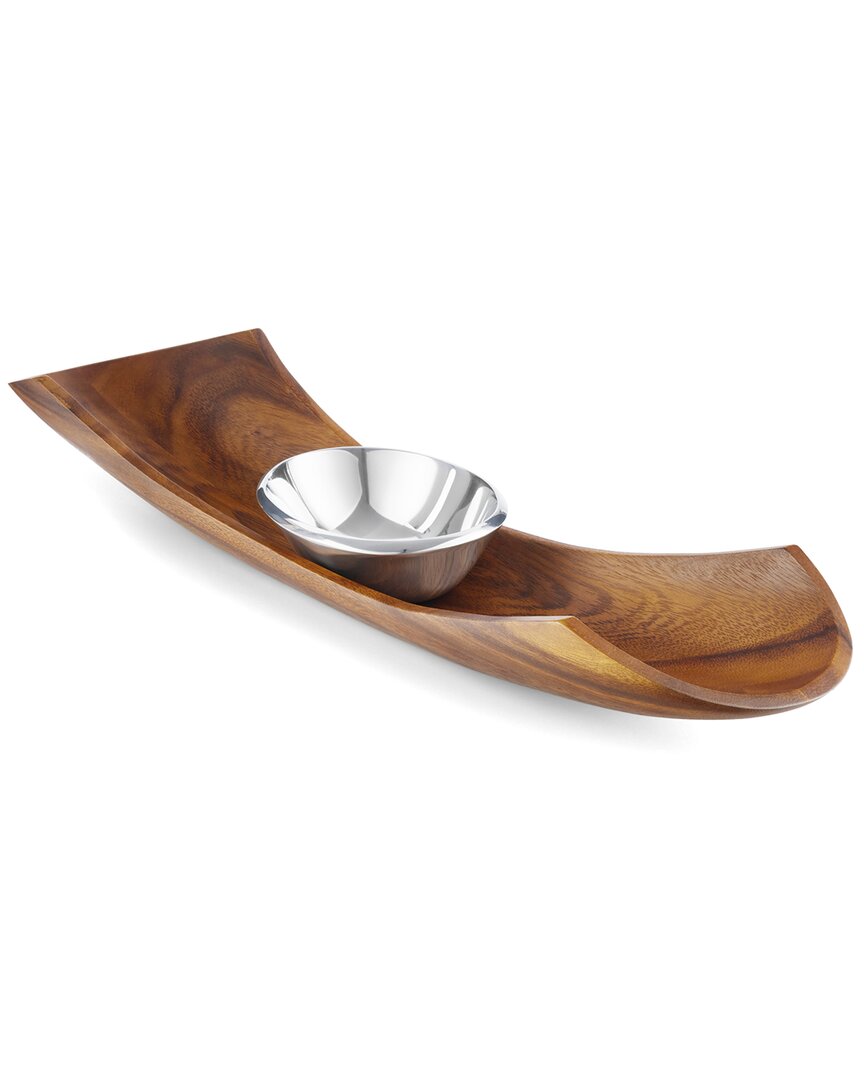 Nambe Canu Chip & Dip Base & Bowl In Silver