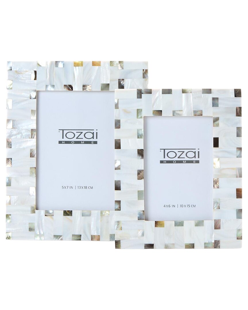 Tozai Home Mayfair Set Of 2 Mother-of-pearl Shell Photo Frames In White
