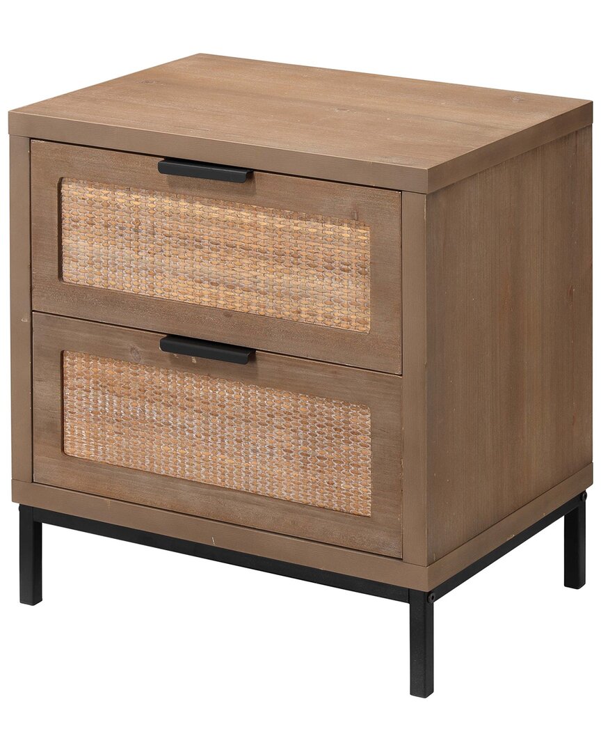 Jamie Young Reed 2 Drawer Side Table In Brown