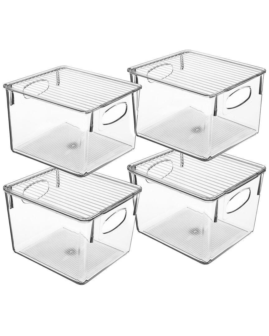 Sorbus 4pc Clear Fridge Bin With Handles And Lids
