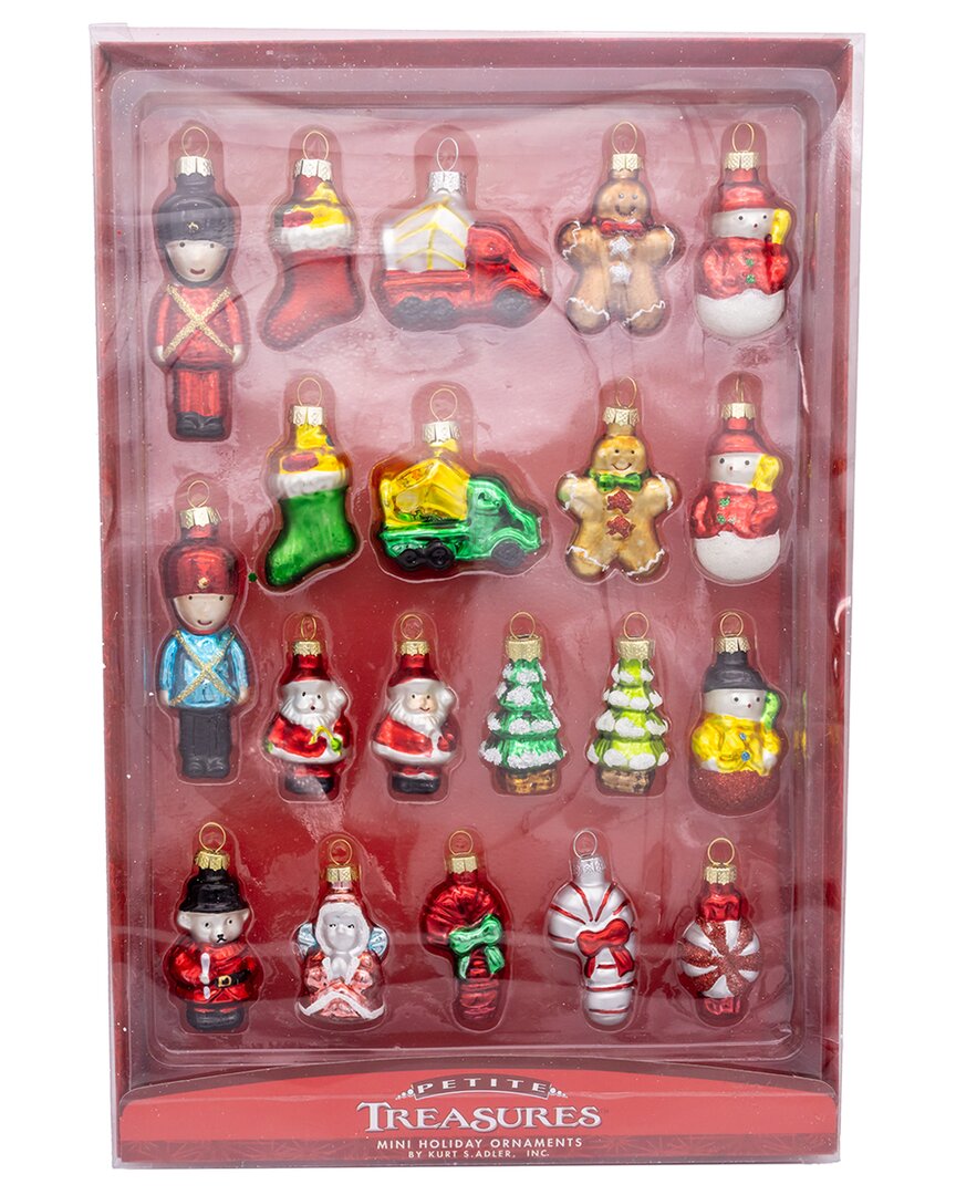 Kurt Adler Petite Treasures Miniature Glass Christmas Ornaments, 20-piece Set