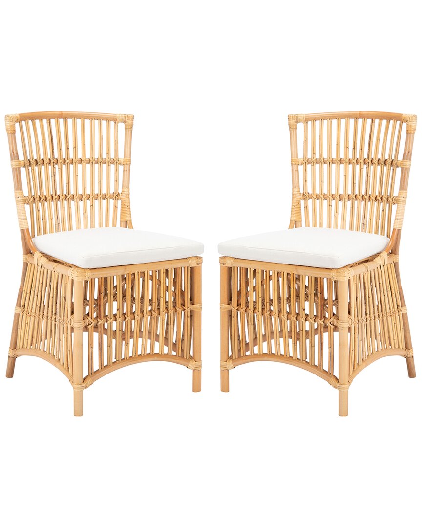 Safavieh Set Of 2 Erika Rattan Accent Chairs With Cushions In Natural