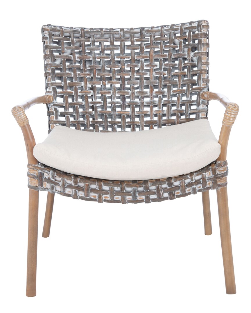 Safavieh Collette Rattan Accent Chair W/ Cushion In Grey