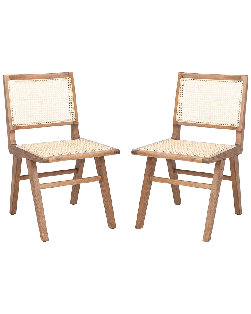 Safavieh Couture Set Of 2 Hattie French Cane Dining Chairs In Brown