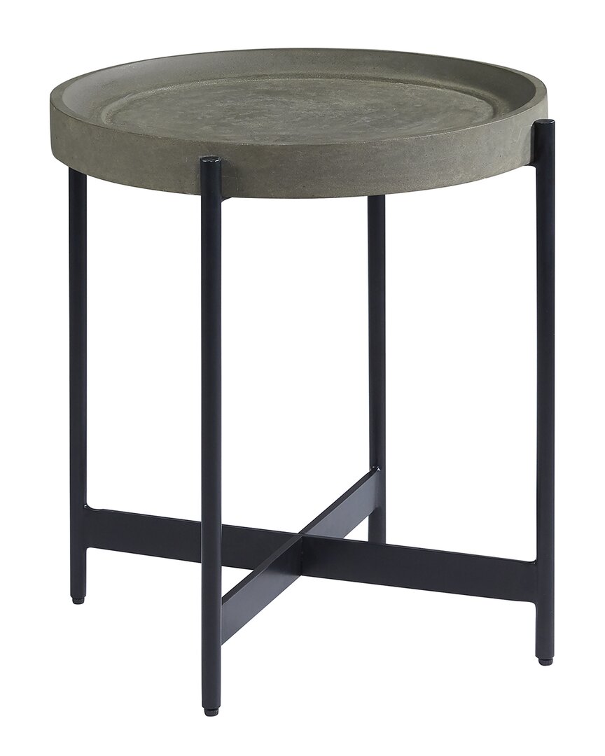 Alaterre Brookline 20in Round Wood With Concrete-coating End Table