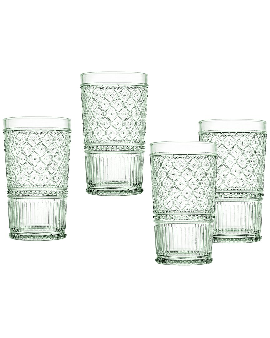 Godinger Blue Claro Highball Glasses, Set Of 4 In Green