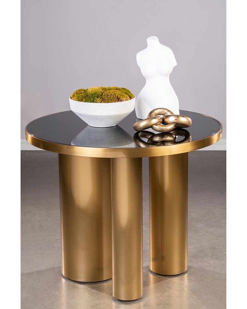 Statements By J Balmain Modern Round Dining/entry Table In Gold