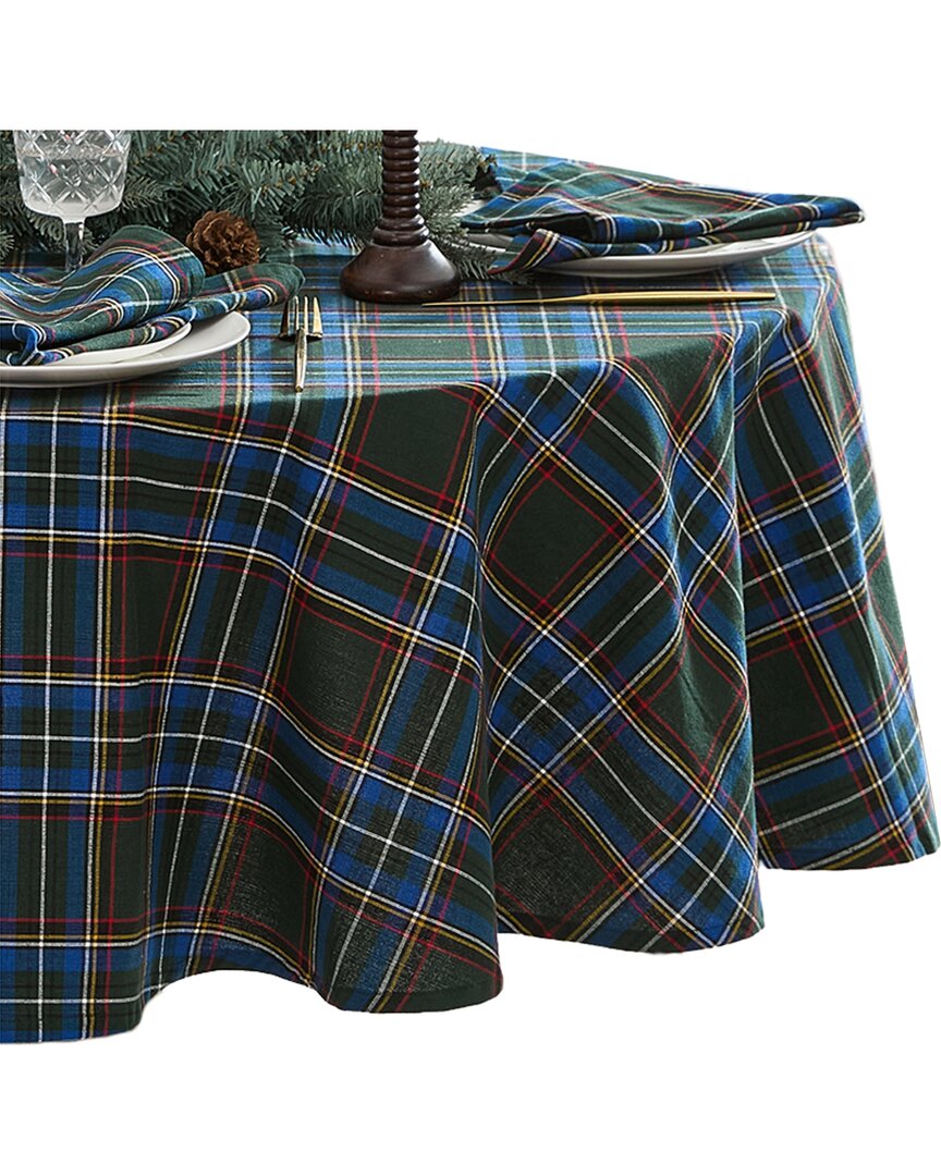 Elrene Home Fashions Stowe Tartan Holiday Plaid Oval Tablecloth