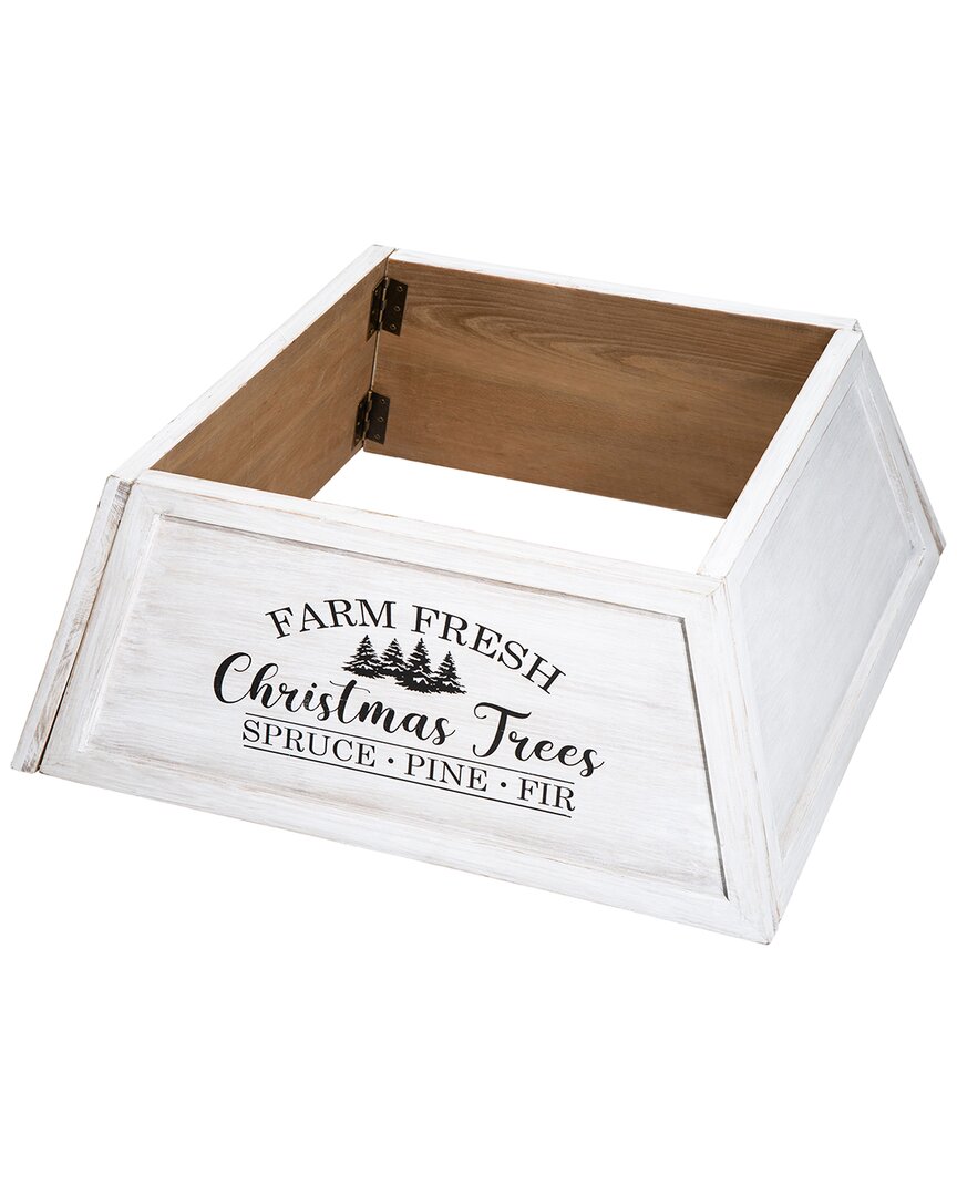Glitzhome 26in Farm Fresh Christmas Tree Collar In White