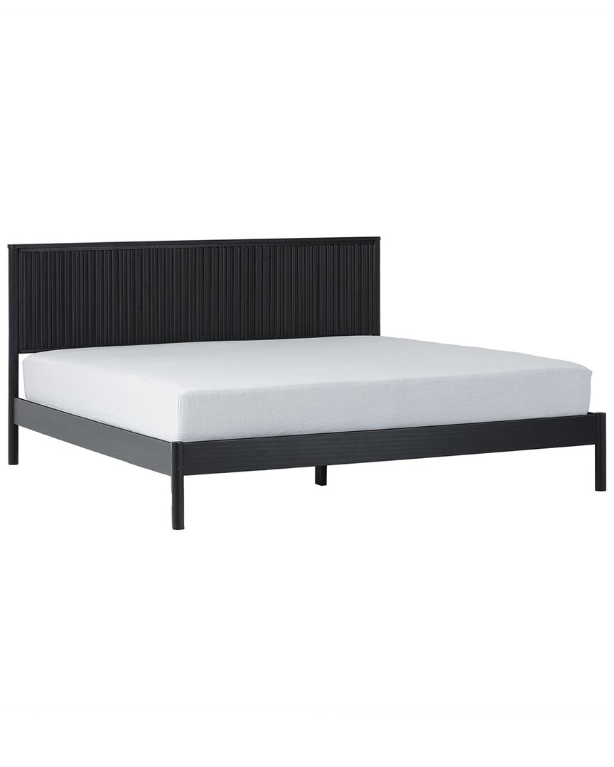 Walker Edison Transitional Solid Wood King Bed In Black