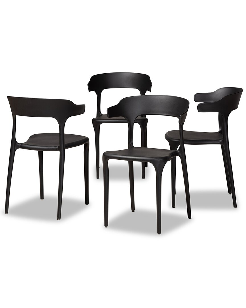 Design Studios Gould Modern Transtional Black Plastic 4-piece Dining Chair Set