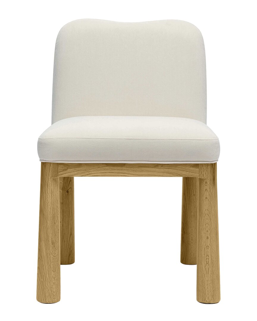 Tov Furniture Tiara Velvet & Oak Dining Chair In Cream