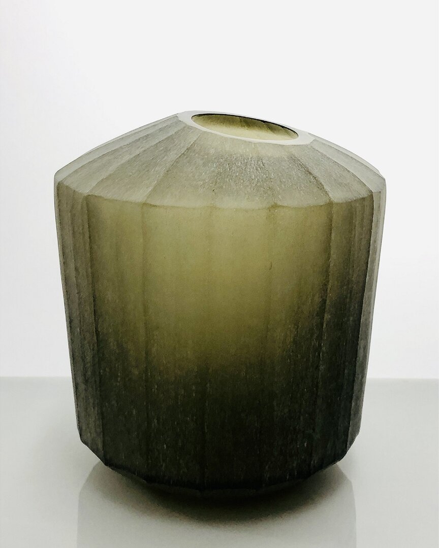 Bidkhome Vase Standard Vertical Flat Cut Stone Finish