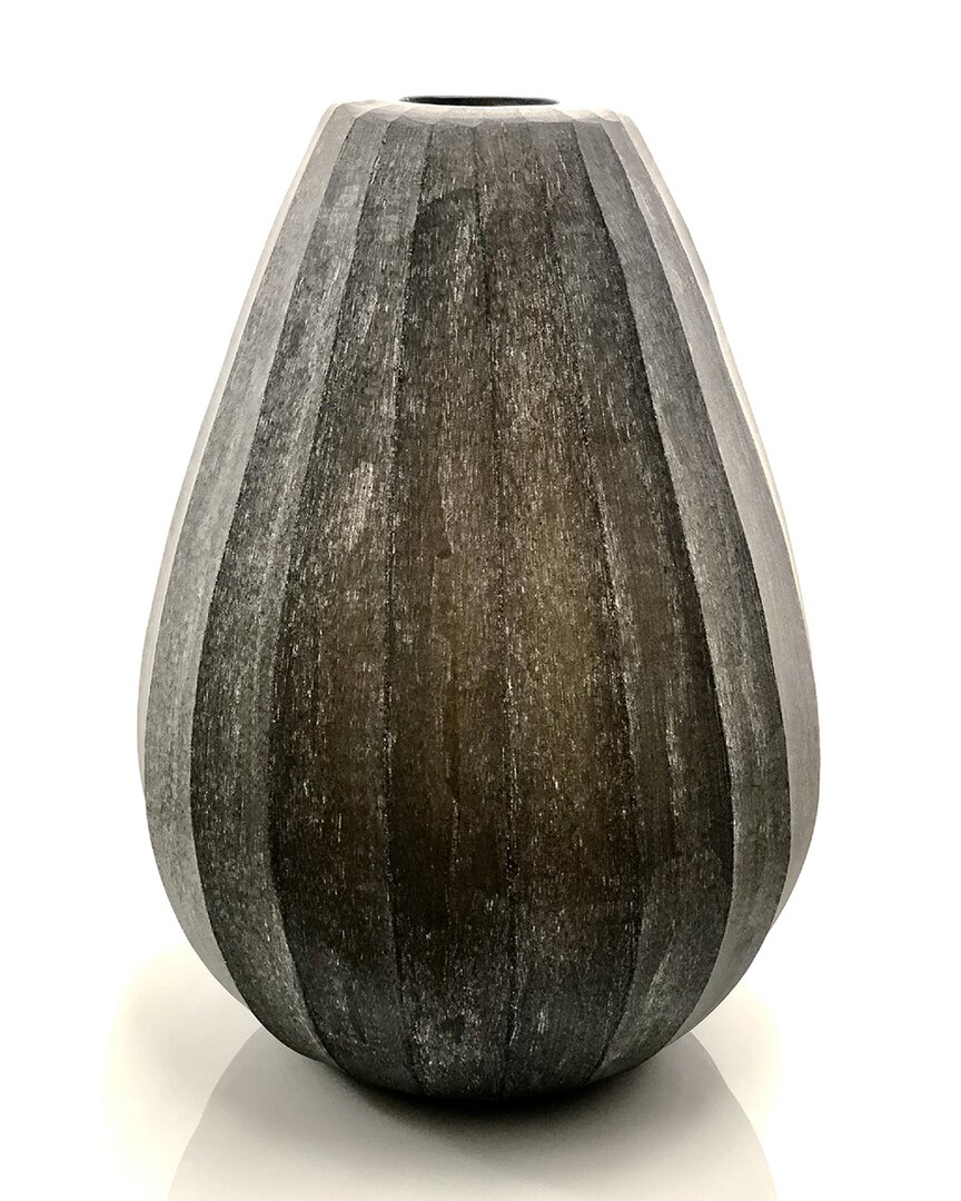 Bidkhome Vase Hadappa Kali Round Rib Cut Stone Finish
