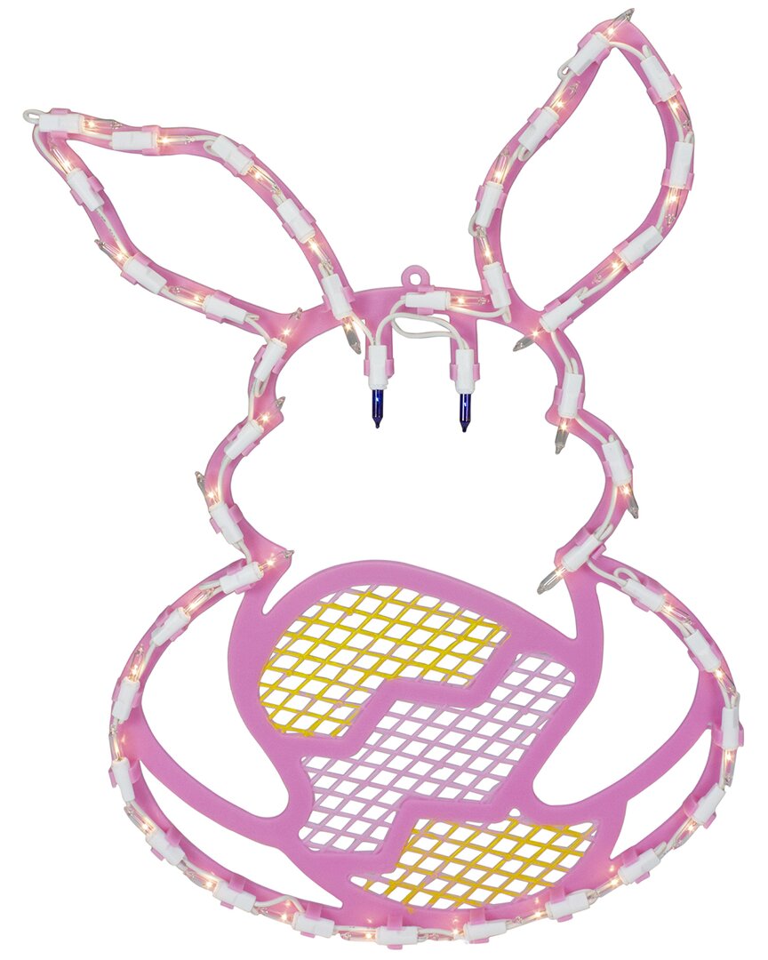 Shop Northlight 17in Lighted Bunny With Easter Egg Window Silhouette In Pink
