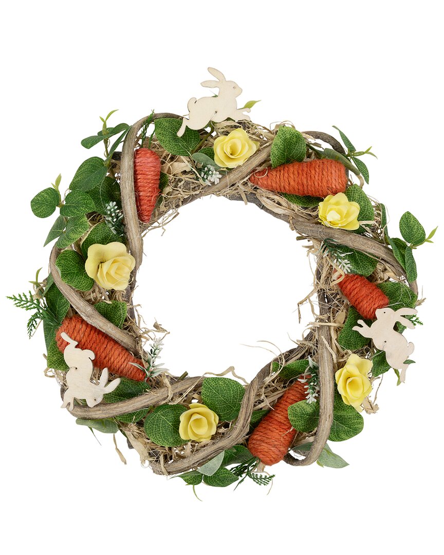 Shop Northlight Mixed Floral & Carrots Artificial Easter Wreath In Green