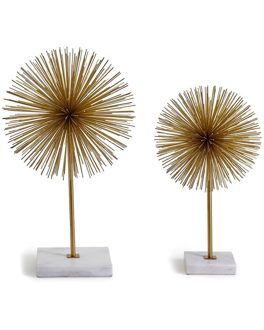 Two's Company Set Of 2 Sunburst Sculptures In Gold