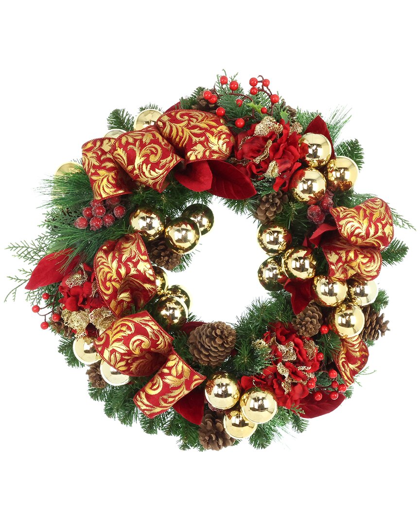 Creative Displays Handmade 26in Holiday Wreath With Hydrangeas In Multi
