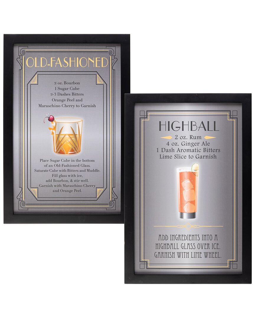 Gerson International Set Of Two 23.63-in H Cocktail Recipe Wall Art In Gray