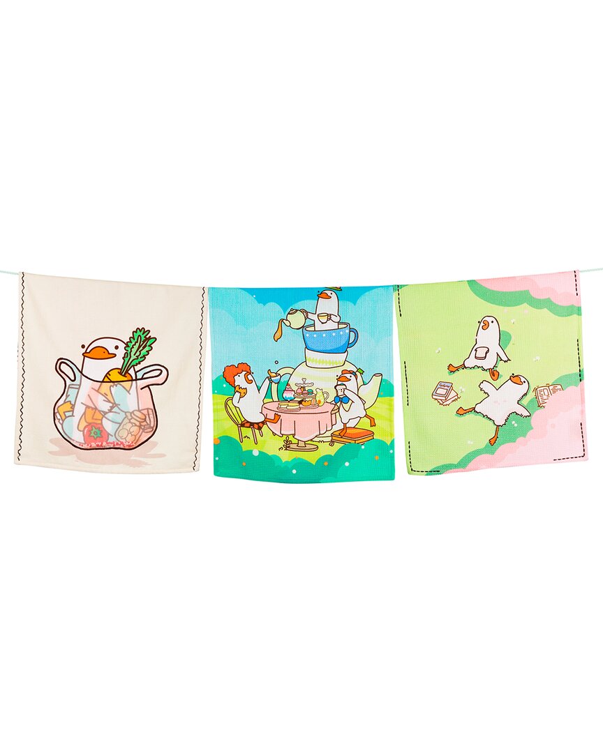 Tiramisu Set Of 3 The Gaggle Of Geese Artisan Kitchen Tea Towel Set In White