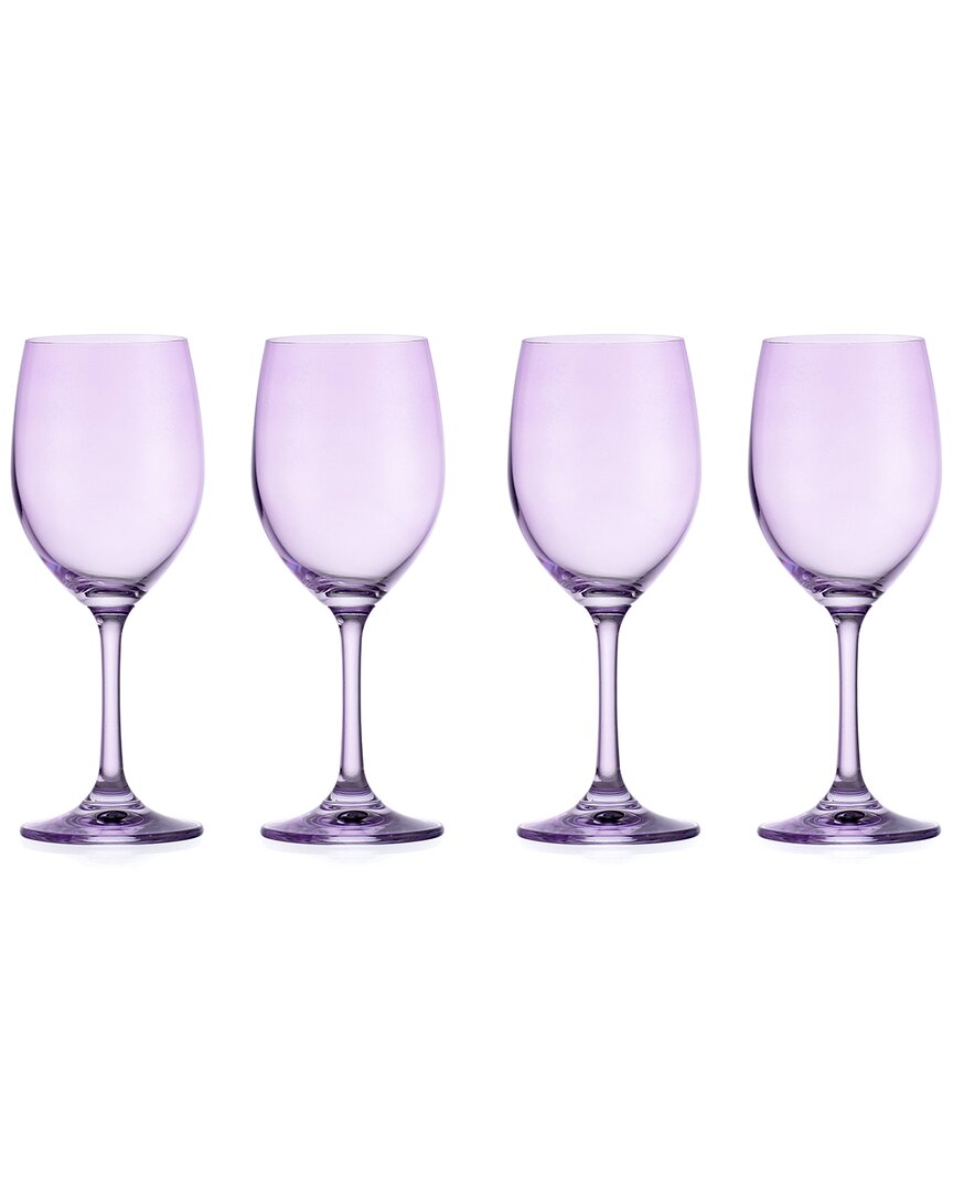 Godinger Set Of 4 Veneto Amethyst White Wine Glasses